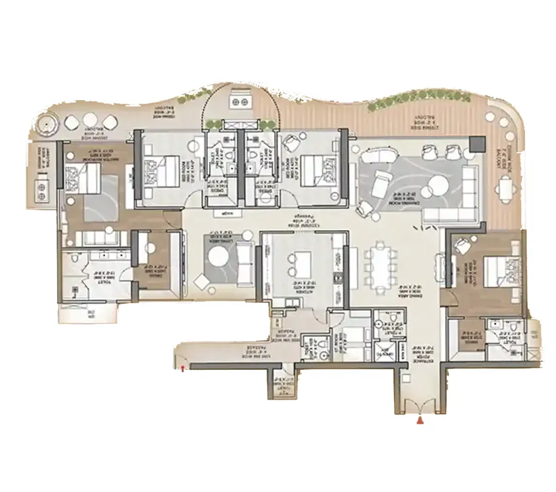 Great Value Ekanam 4 BHK Floor Plan - 5525 Sq.Ft.