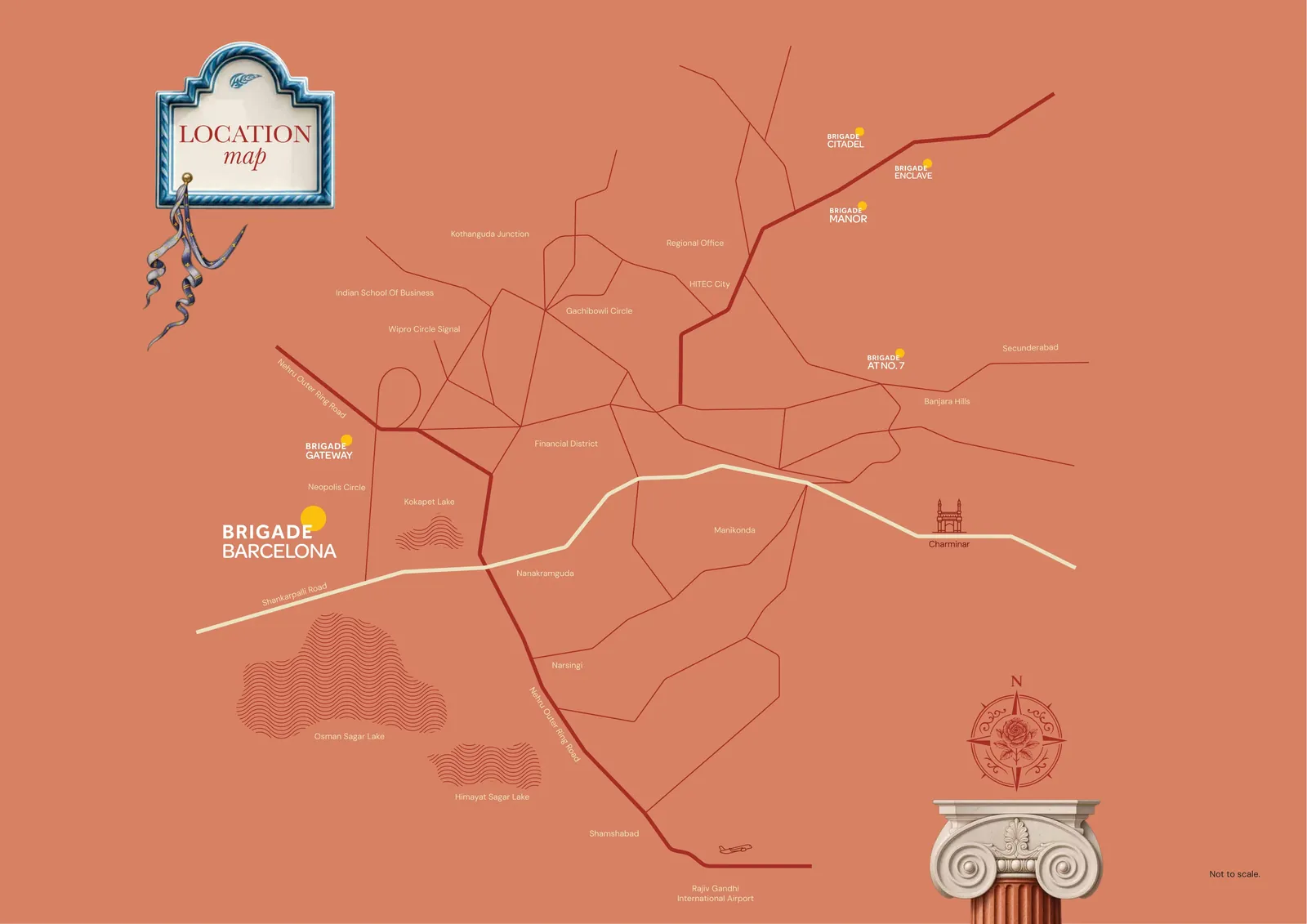 Brigade Barcelona — location map, Neopolis Kokapet, Hyderabad