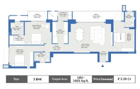 Mahindra Mahalunge 3 BHK floor plan, Baner NX, Pune