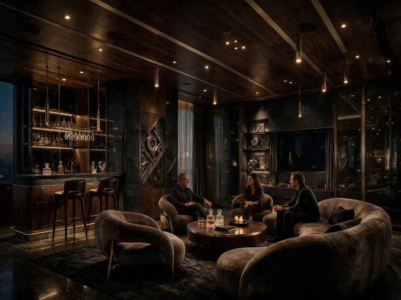 Private residents lounge with a bar and seating