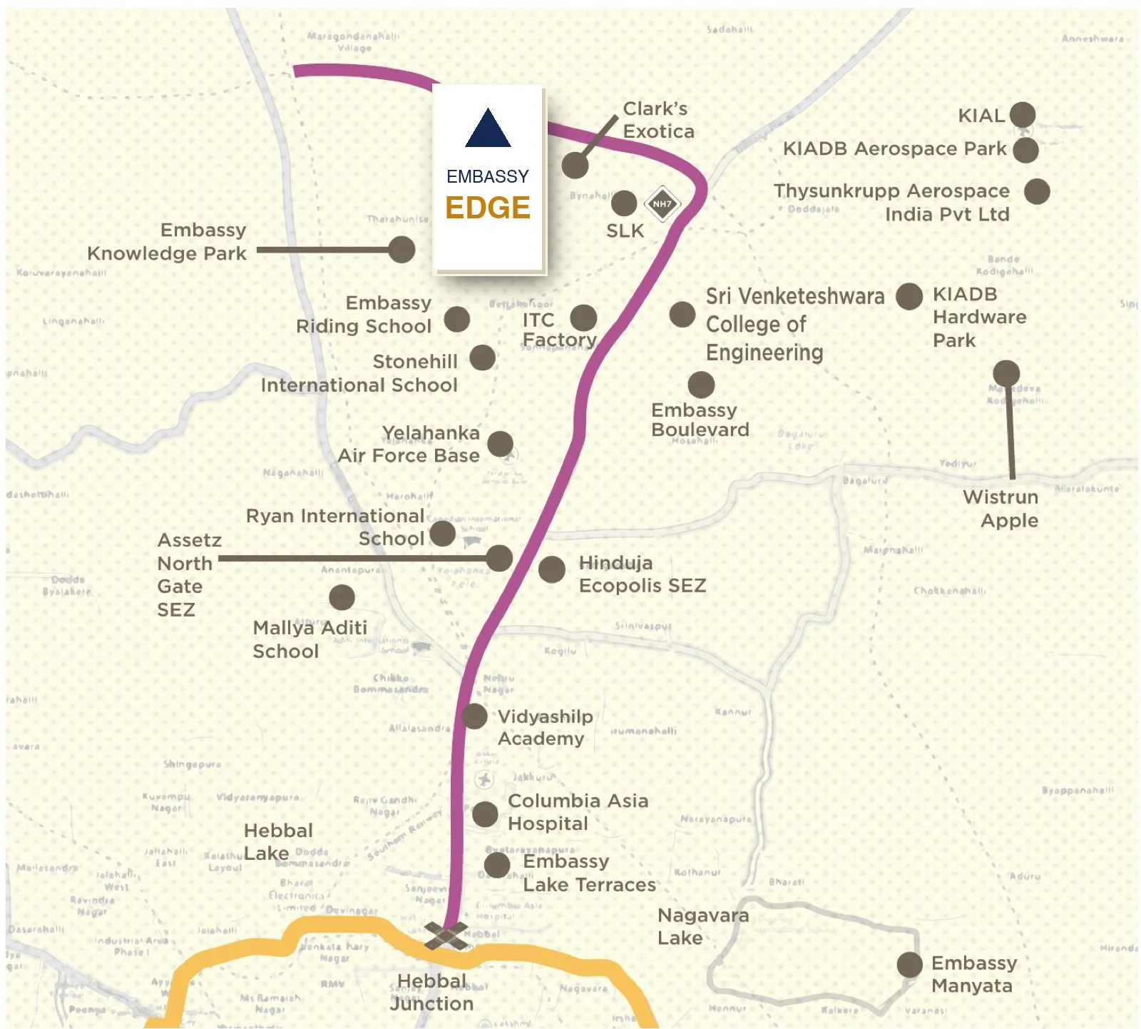 Embassy Edge — location map, Devanahalli, North Bengaluru (blurred preview)