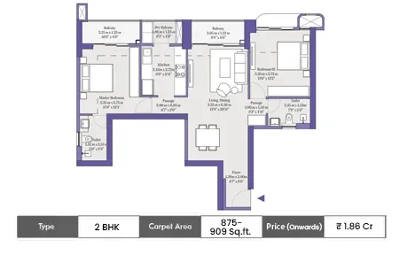 Mahindra Mahalunge 2 BHK floor plan, Baner NX, Pune