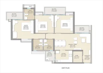 2 BHK + 3T + Study
