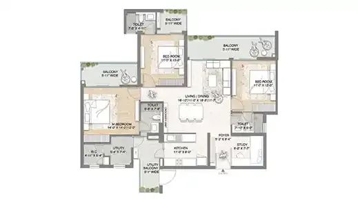 3 BHK Floor Plan